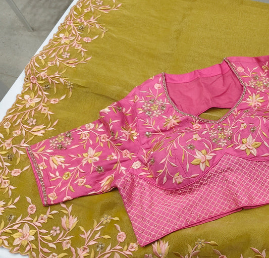 Pure Tissue Organza Saree with Stitched Blouse