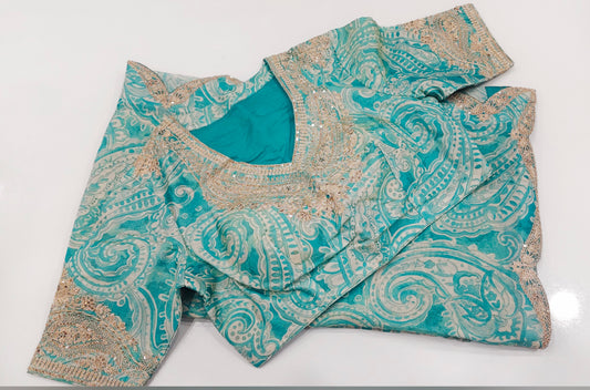 Tissue Georgette Paisley Saree with Stitched Blouse