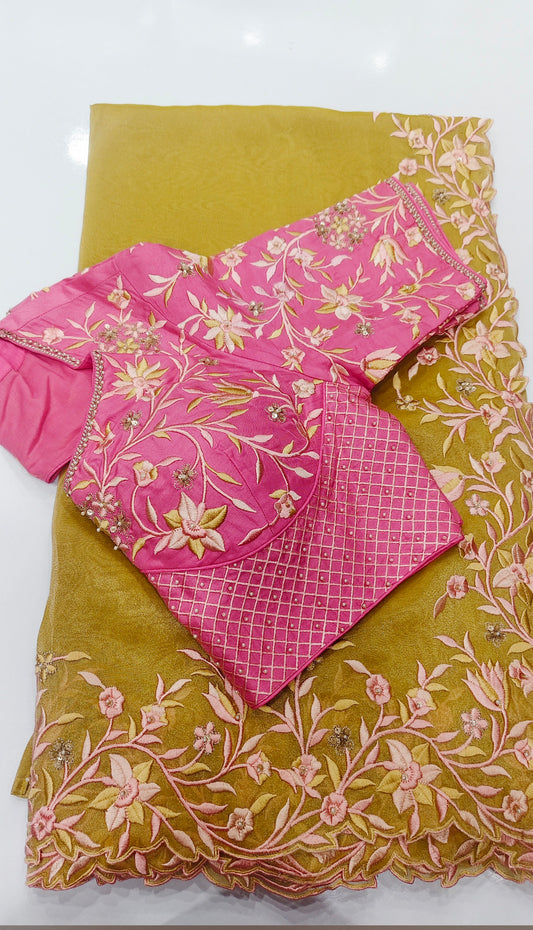 Pure Tissue Organza Saree with Stitched Blouse
